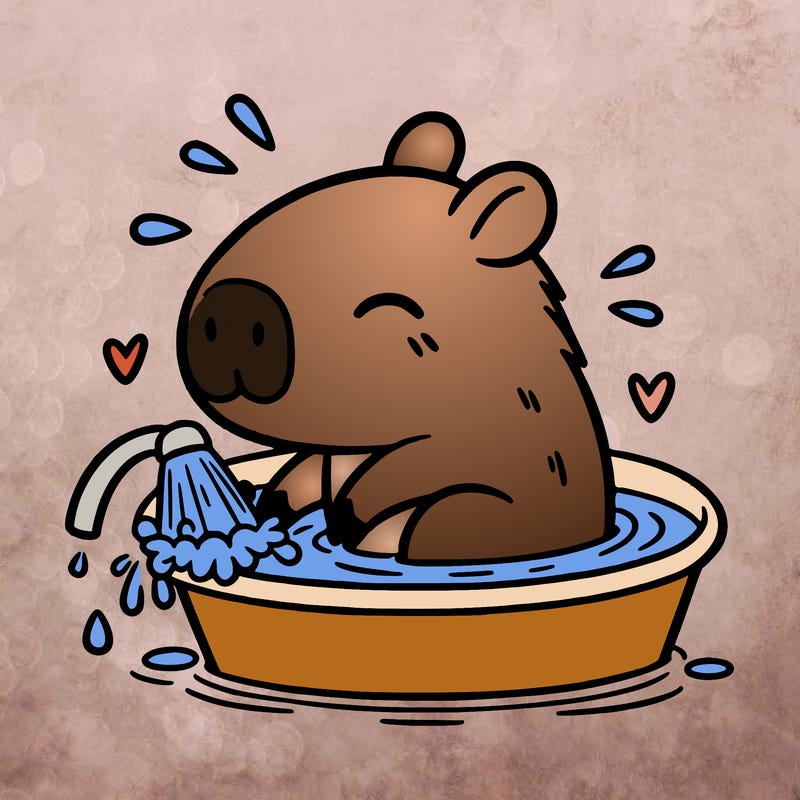capybara taking a bath