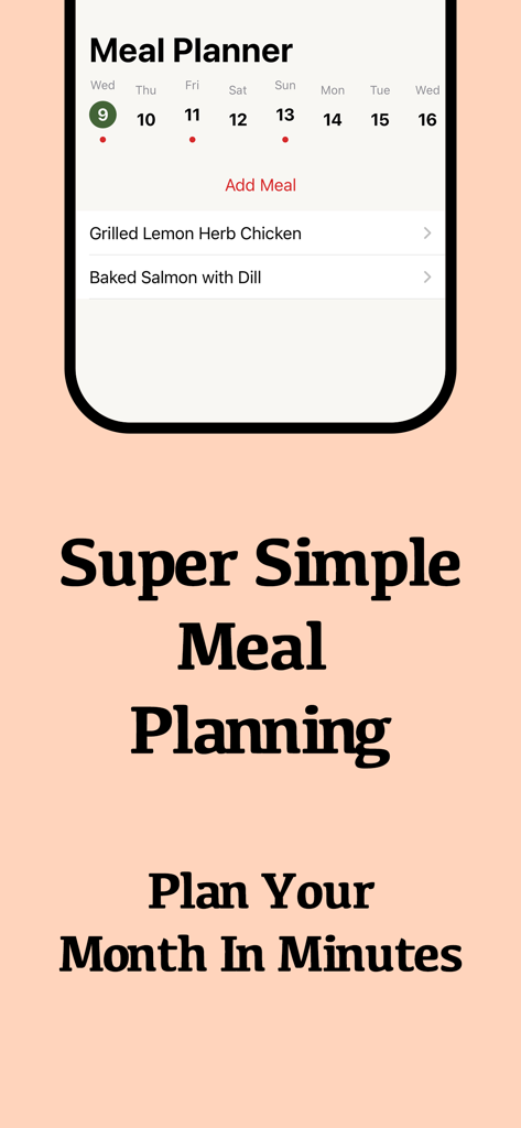 The Whole Pantry meal planner interface showing a weekly calendar and scheduled meals