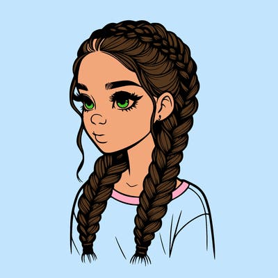 realistic girl with braids