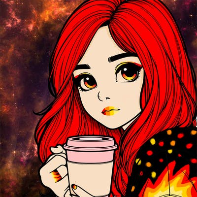 realistic girl drinking coffee