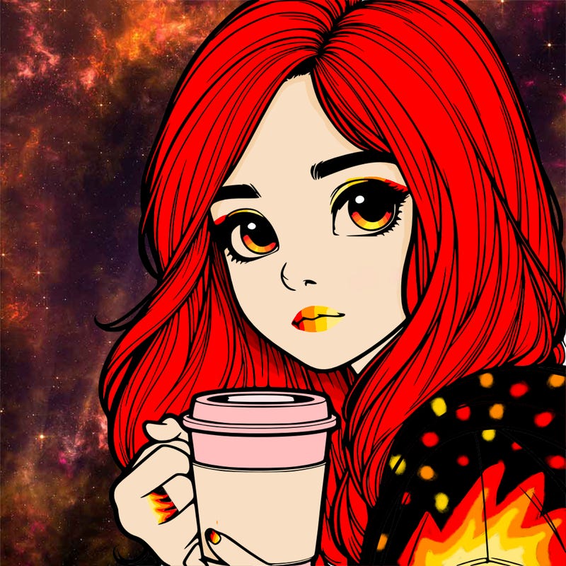 realistic girl drinking coffee