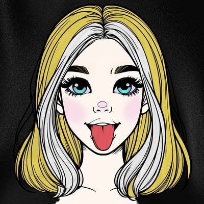 realistic girl with her tongue out