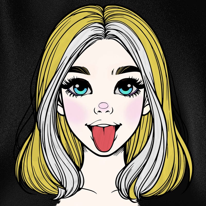 realistic girl with her tongue out