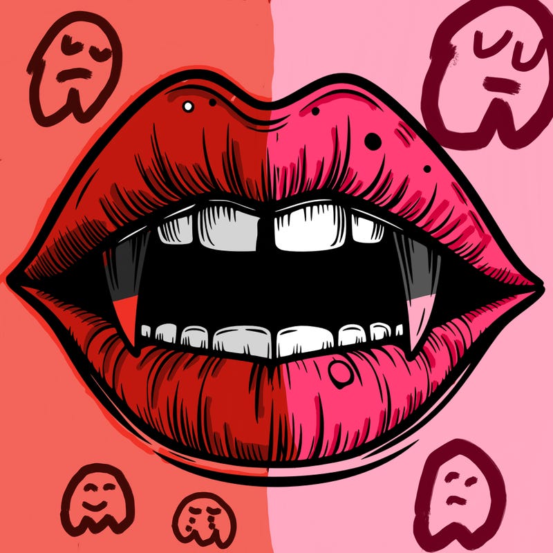 lips with vampire teeth