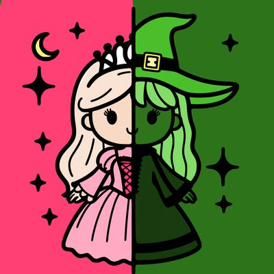 split princess and witch