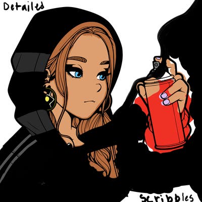 a realistic girl, spray painting