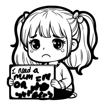 sad girl with a blank sign