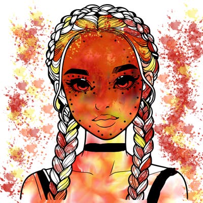 realistic girl with braids