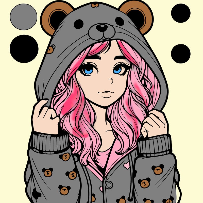 realistic girl in a animal pjs hoodie