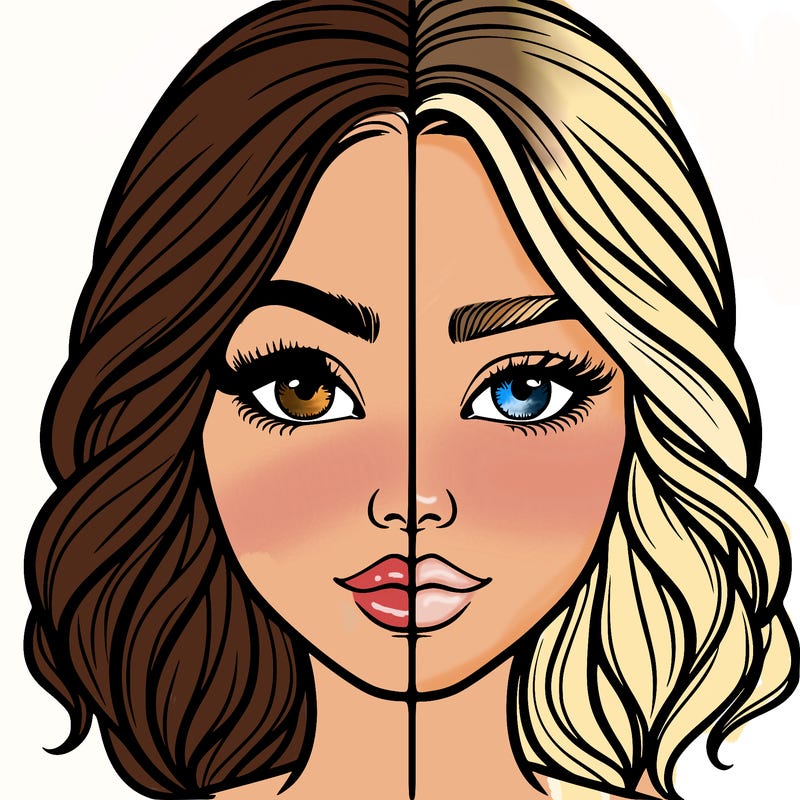 realistic girl split half