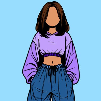 realistic girl faceless with baggy pants and a crop top