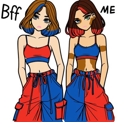 two girls with crop top with baggy pants