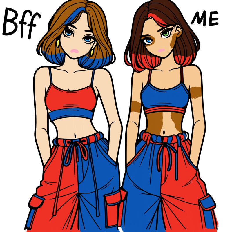 two girls with crop top with baggy pants