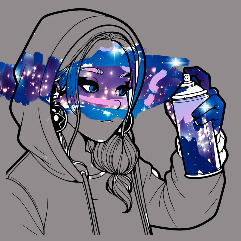 a realistic girl, spray painting