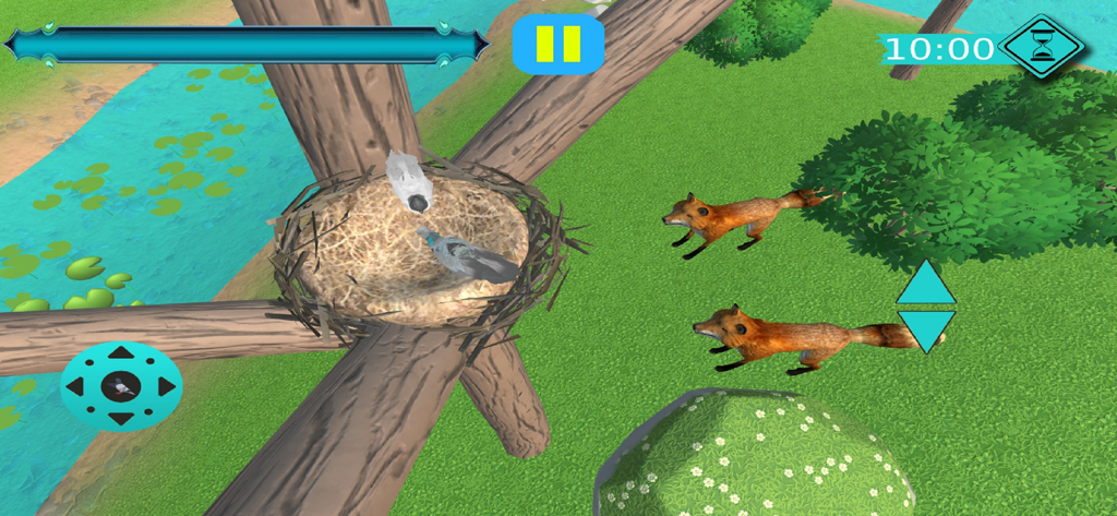 flying pigeon bird simulator - Pigeons in a nest and foxes on grass in Flying Pigeon Bird Simulator