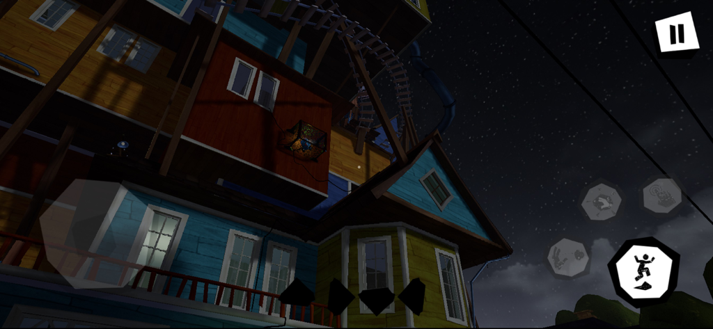 Large mysterious house at night in Hello Neighbor game