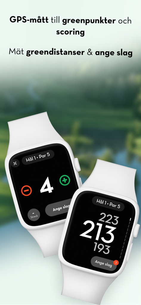 Caddee - Caddee golf app interface on Apple Watch displaying GPS green distances and stroke tracking