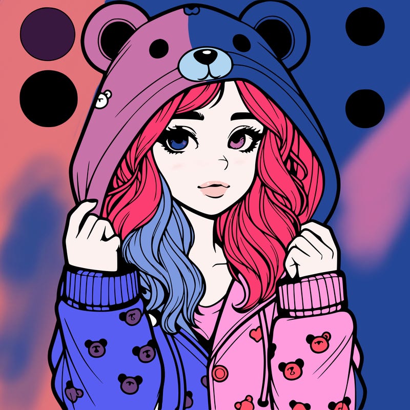 realistic girl in a animal pjs hoodie