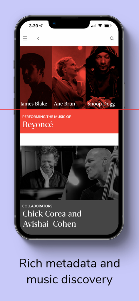 Pantalla de la aplicación Roon que muestra metadatos enriquecidos del artista y funciones de descubrimiento musical