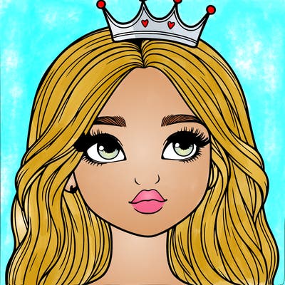 a realistic girl with a crown on
