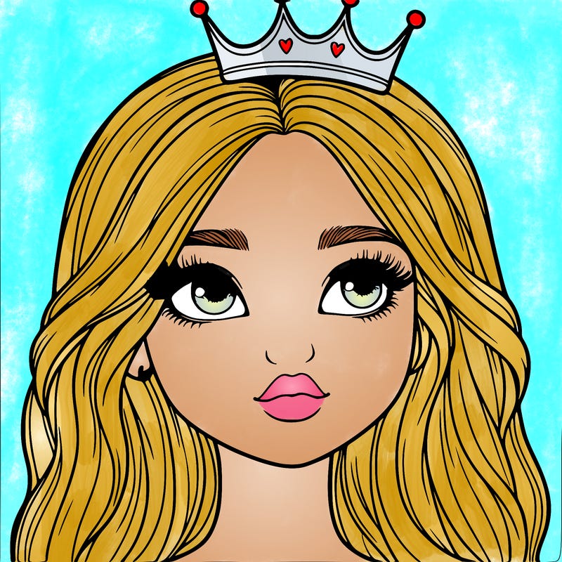 a realistic girl with a crown on