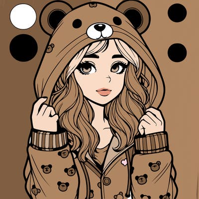 realistic girl in a animal pjs hoodie