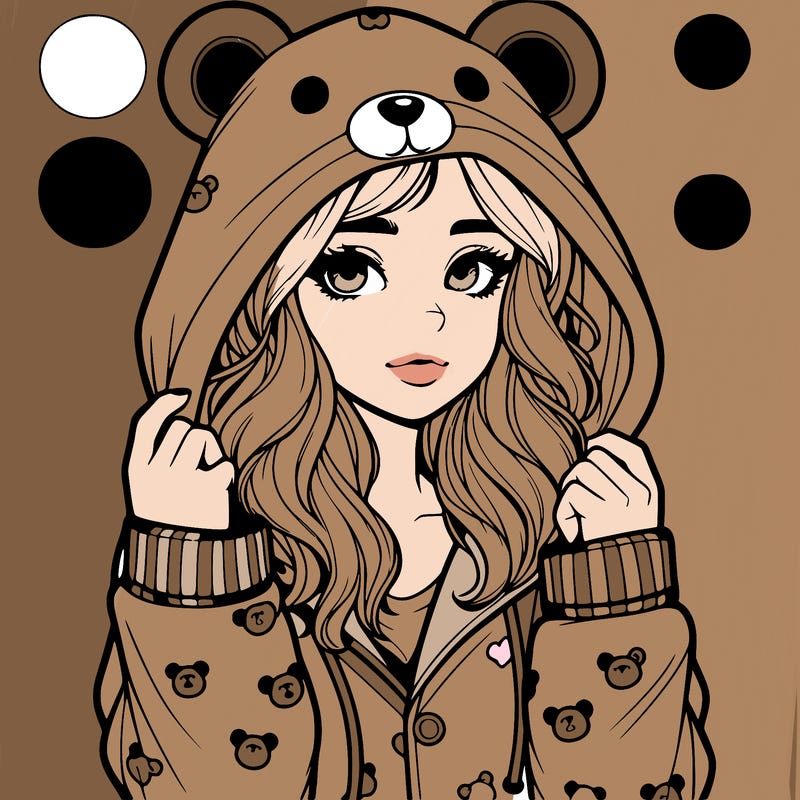realistic girl in a animal pjs hoodie