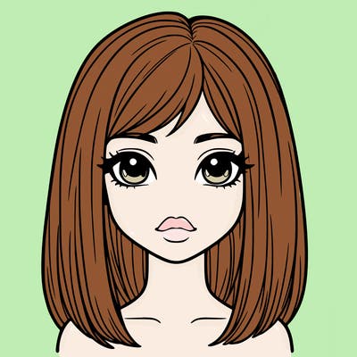 a cute teenage girl with lips and straight hair