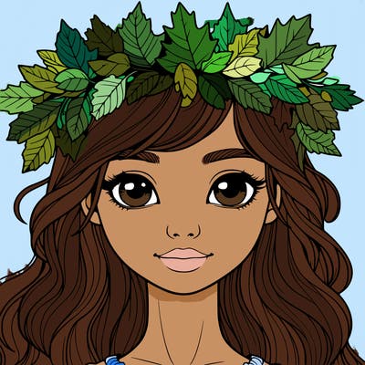 realistic girl with fall leaf crown