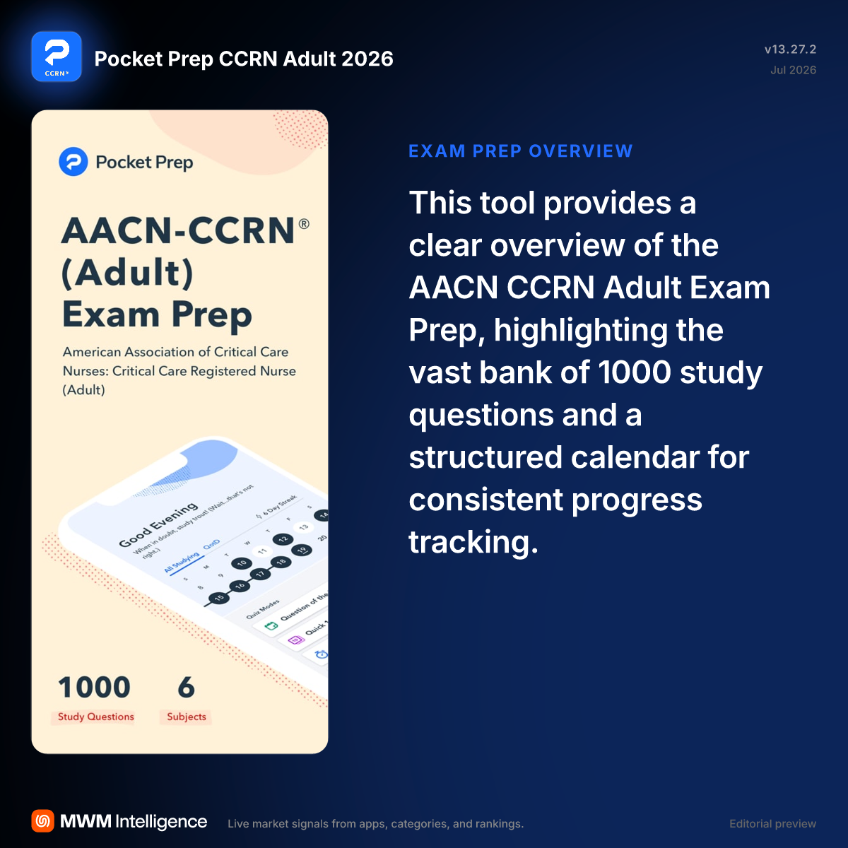 Pocket Prep CCRN Adult 2026 - Medical App | MWM