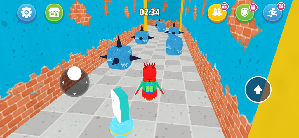 Monster Chase Robot and Co - A red robot character navigating an underground maze and avoiding spiky blue monsters.