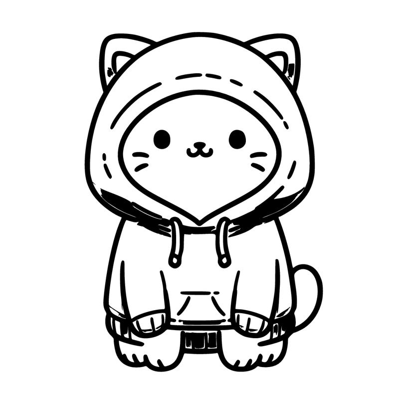 a cat wearing a light blue hoodie