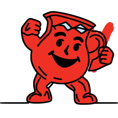 continuous line drawing of kool-aid man
