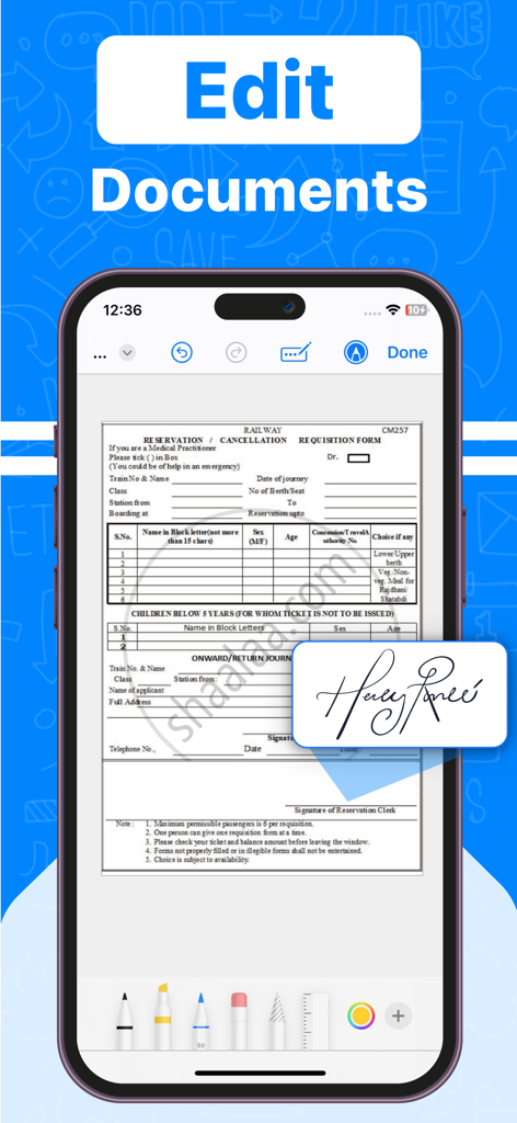 Fax From iPhone :Send iFax App - デジタル書類の編集と署名にiPhoneからのFAXアプリを使用しているiPhone画面