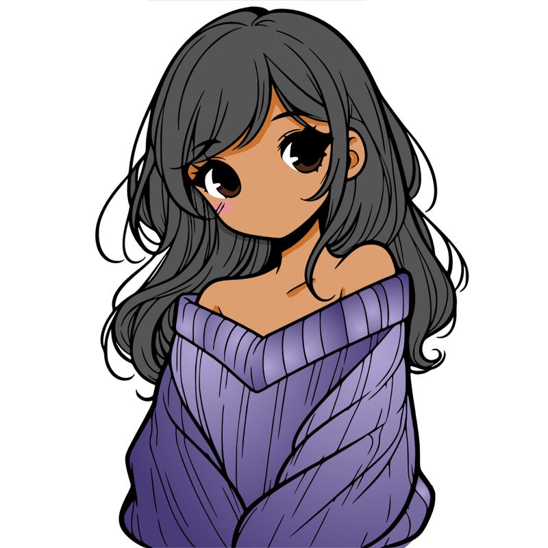 shy pretty girl wearing a sweater that is falling off one shoulder portrait