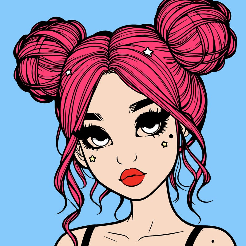 realistic girl with space buns
