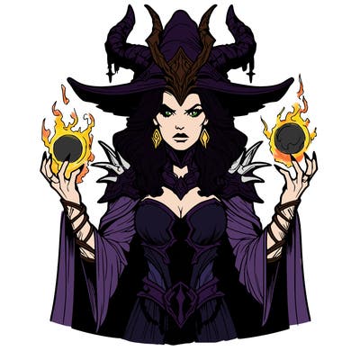 realistic evil sorceress fantasy chaos