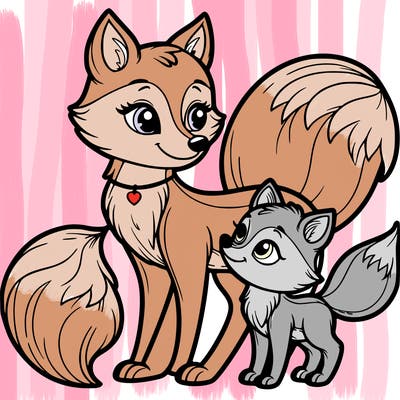 mother and daughter fox