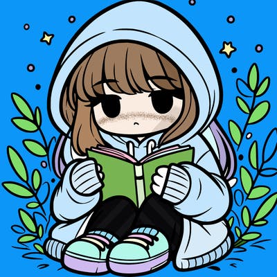 girl in oversized hoodie reading a book