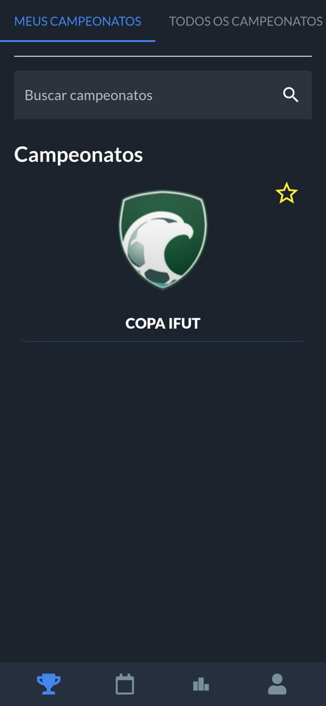 iFut - iFut app screen showing a list of soccer championships including the Copa iFut tournament
