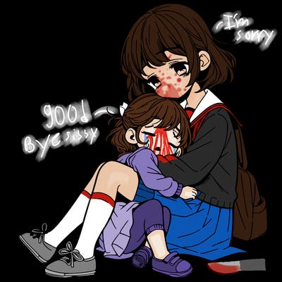 little sis and big sis cuddles cute manga