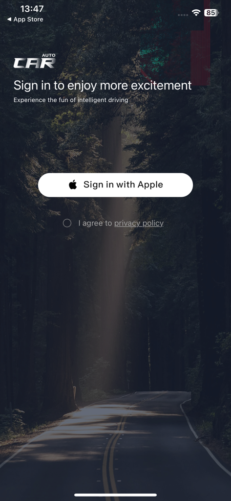 CarAuto(Global) - Pantalla de inicio de sesión de CarAuto Global con el botón Iniciar sesión con Apple