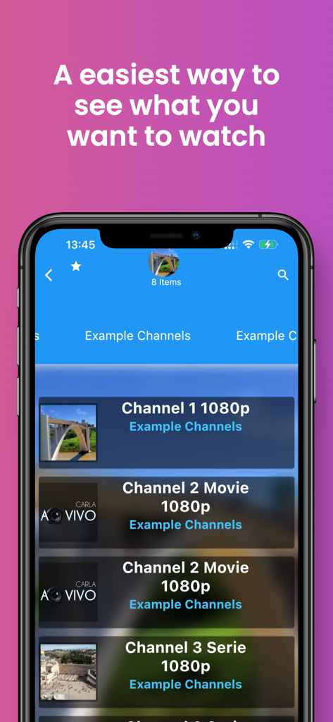 SSS IPTV, Simple, Smart Super - SSS IPTV mobile app displaying a list of available channels on an iPhone screen