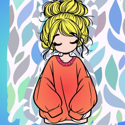 girl with baggy sweatshirt and messy bun