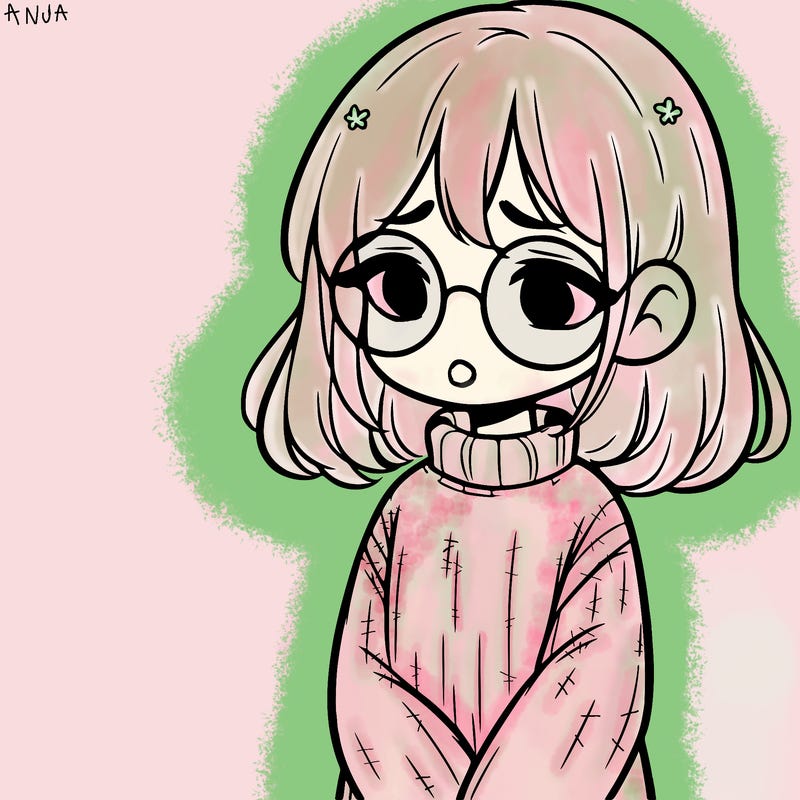 sad girl with glasses in a sweater