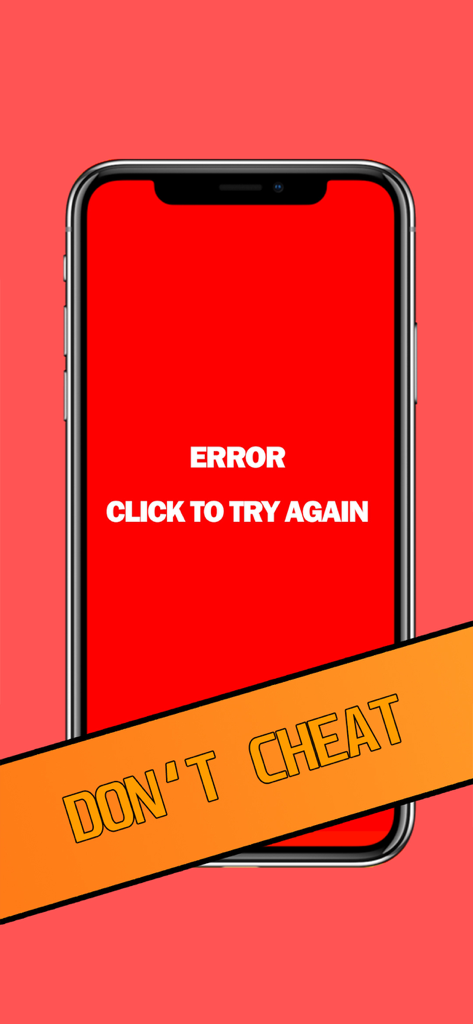 Reaction Time Test - Simple - Reaction Time Test app error screen showing Dont Cheat message and try again prompt