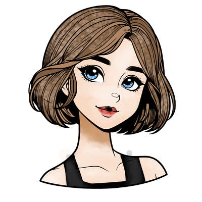 realistic girl with short hair