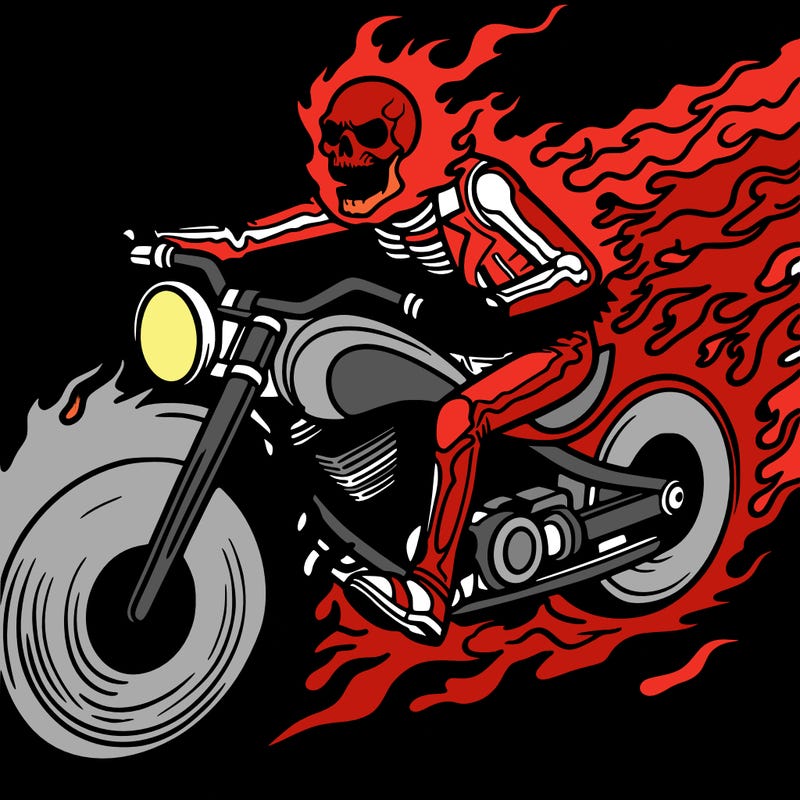 ghost rider in burning modern cycle