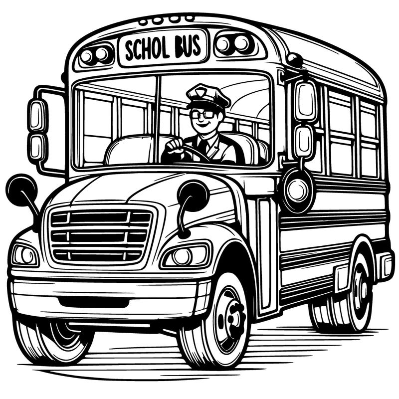 school bus with driver