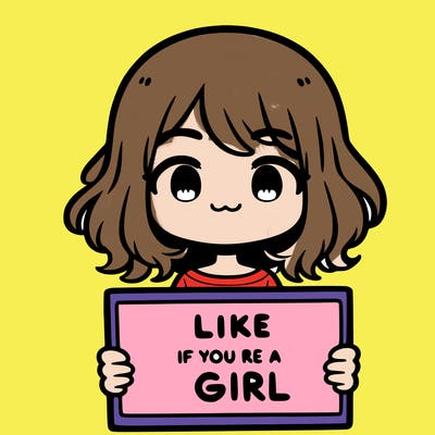 a cute girl holding a sign that says like if you’re a girl
